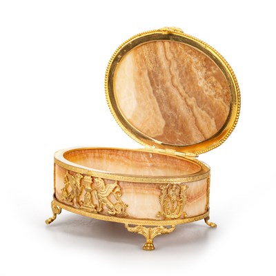 Lot 423 - A GILT-METAL MOUNTED MARBLE CASKET, CIRCA 1900