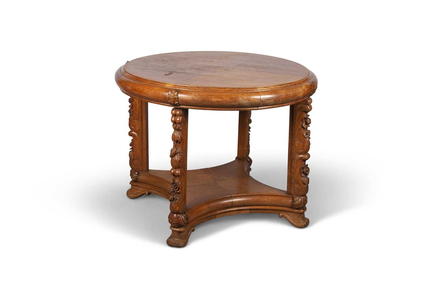 Lot 719 - AN ART DECO FRENCH OAK CIRCULAR CENTRE TABLE