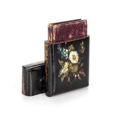 Lot 736 - A VICTORIAN PAPIER-MÂCHÉ CHEROOT CASE