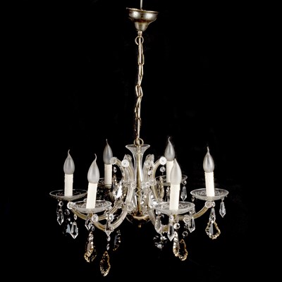 Lot 637 - A LUSTRE-DROP CHANDELIER, EARLY 20TH CENTURY