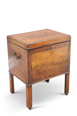 Lot 733 - A GEORGE III INLAID MAHOGANY CELLARETTE