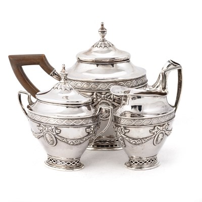 Lot 283 - A DUTCH SILVER THREE-PIECE TEA SERVICE, CIRCA 1900