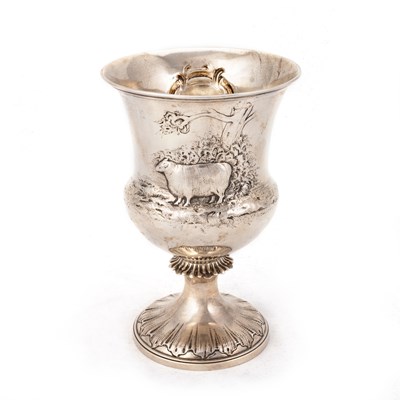 Lot 430 - A VICTORIAN SILVER PRESENTATION TROPHY GOBLET