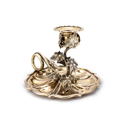 Lot 433 - A WILLIAM IV SILVER-GILT CHAMBERSTICK