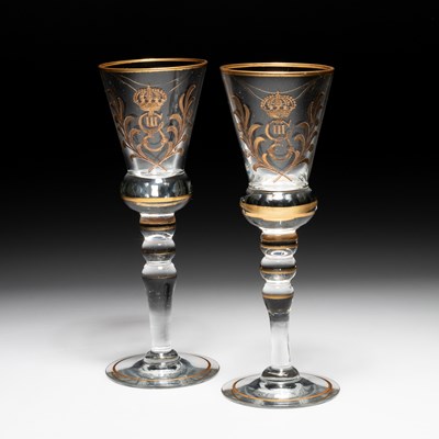 Lot 17 - A PAIR OF WINE GLASSES