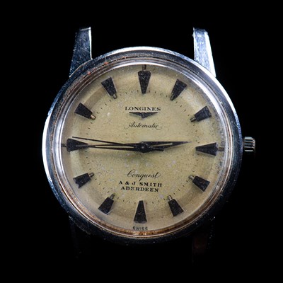 Lot 572 - A GENTS STEEL LONGINES CONQUEST WATCH HEAD