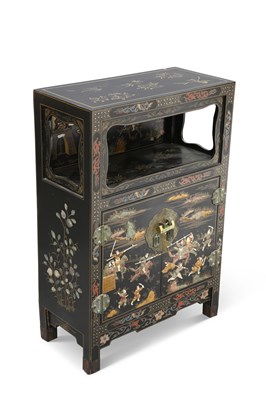 Lot 785 - A 20TH CENTURY CHINESE LACQUER SIDE CABINET