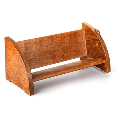 Lot 820 - ROBERT THOMPSON OF KILBURN, A MOUSEMAN OAK BOOK TROUGH, CIRCA 1970