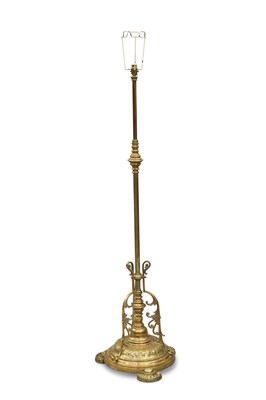 Lot 793 - AN EDWARDIAN BRASS STANDARD LAMP