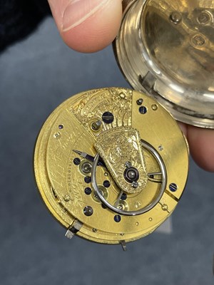 Lot 595 - A SILVER OPEN FACED POCKET WATCH