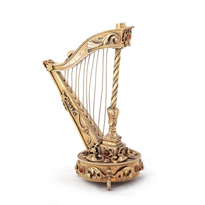 Lot 264 - AN AUSTRIAN SILVER-GILT MODEL OF A HARP