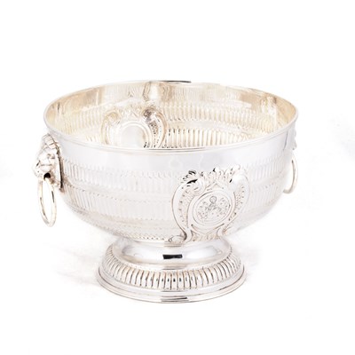 Lot 211 - A 19TH CENTURY LARGE SILVER-PLATED BOWL