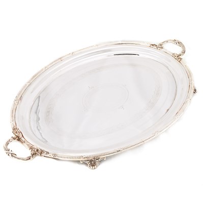 Lot 214 - A 19TH CENTURY LARGE SILVER-PLATED TRAY