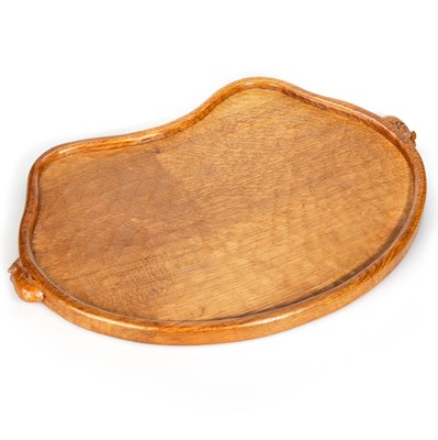 Lot 818 - ROBERT THOMPSON OF KILBURN, A MOUSEMAN OAK TEA TRAY, CIRCA 1970