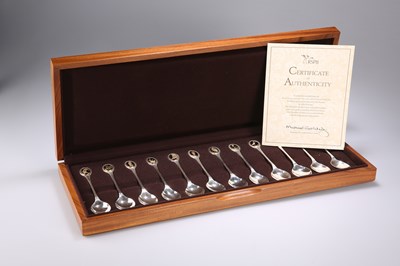 Lot 362 - A SET OF TWELVE ELIZABETH II SILVER RSPB SPOONS