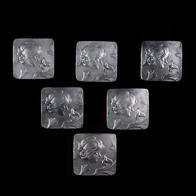 Lot 377 - A SET OF SIX ART NOUVEAU STERLING SILVER BUTTONS