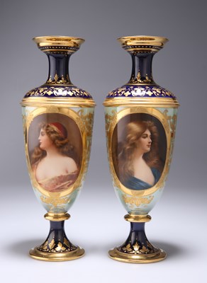 Lot 50 - A PAIR OF DRESDEN VASES, LATE 19TH CENTURY