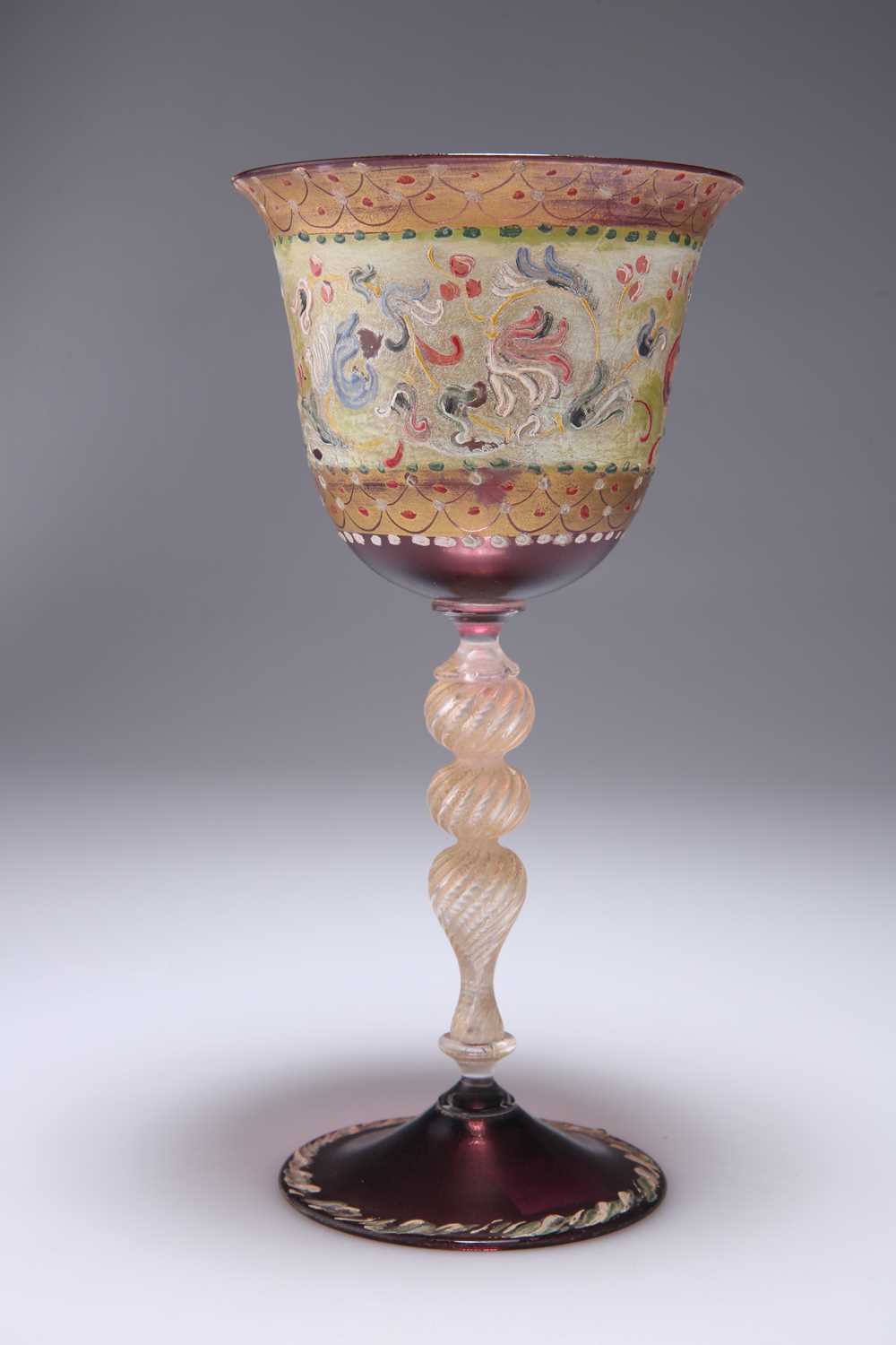 Lot 14 - A LARGE VENETIAN MURANO GLASS GOBLET