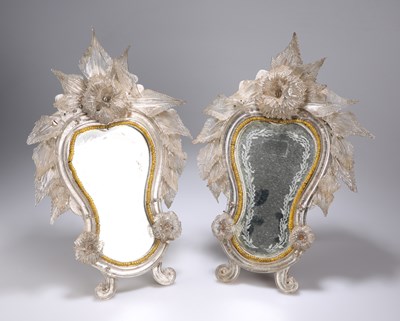 Lot 802 - A PAIR OF VENETIAN MURANO GLASS EASEL MIRRORS, LATE 19TH/ EARLY 20TH CENTURY