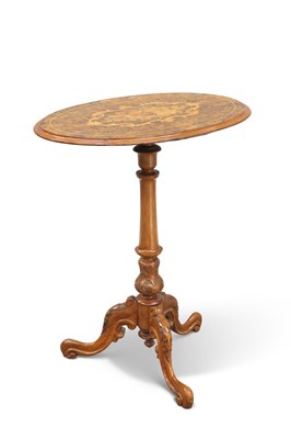 Lot 765 - A FINE VICTORIAN INLAID BURR WALNUT TRIPOD TABLE