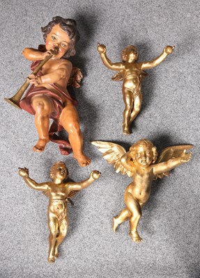 Lot 669 - A PAIR OF GILDED METAL FIGURES OF CHERUBS