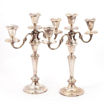 Lot 272 - A PAIR OF GORHAM SILVER TWIN-BRANCH CANDELABRA