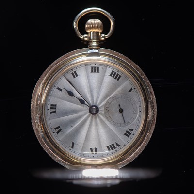 Lot 491 - A 9CT GOLD HALF HUNTER ROLEX POCKET WATCH