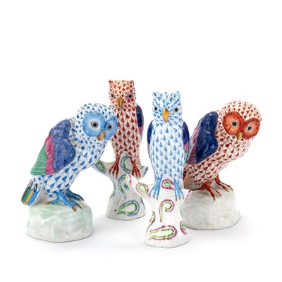 Lot 45 - FOUR HEREND MODELS OF OWLS