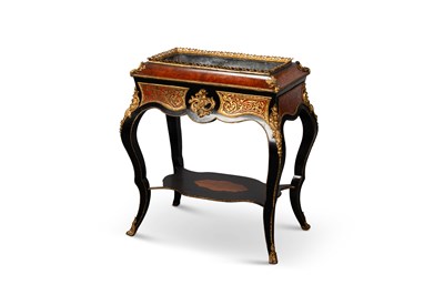 Lot 743 - A 19TH CENTURY BURR WALNUT, EBONISED AND GILT-METAL MOUNTED BOULLE JARDINIÈRE