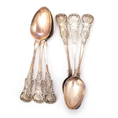 Lot 383 - A SET OF SIX WILLIAM IV SILVER TEASPOONS