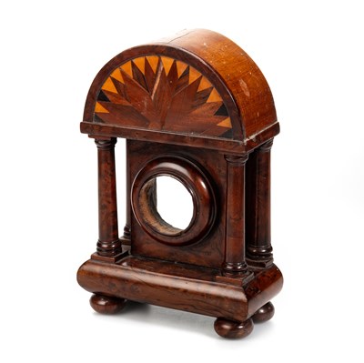 Lot 811 - AN EARLY 19TH CENTURY YEW WOOD AND PARQUETRY POCKET WATCH HOLDER