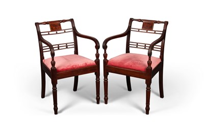 Lot 768 - A PAIR OF REGENCY ROSEWOOD CARVER ARMCHAIRS