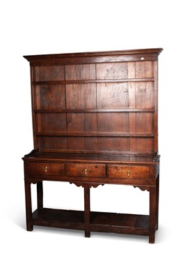 Lot 741 - AN 18TH CENTURY OAK DRESSER AND RACK