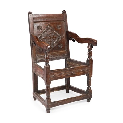 Lot 759 - AN ENGLISH OAK WAINSCOT CHAIR, LANCASHIRE, LATE 17TH CENTURY