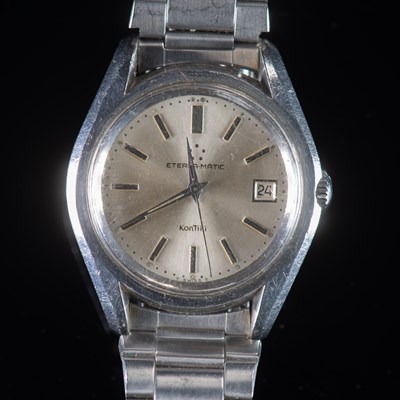 Lot 526 - A GENTS STEEL ETERNAMATIC KONTIKI BRACELET WATCH