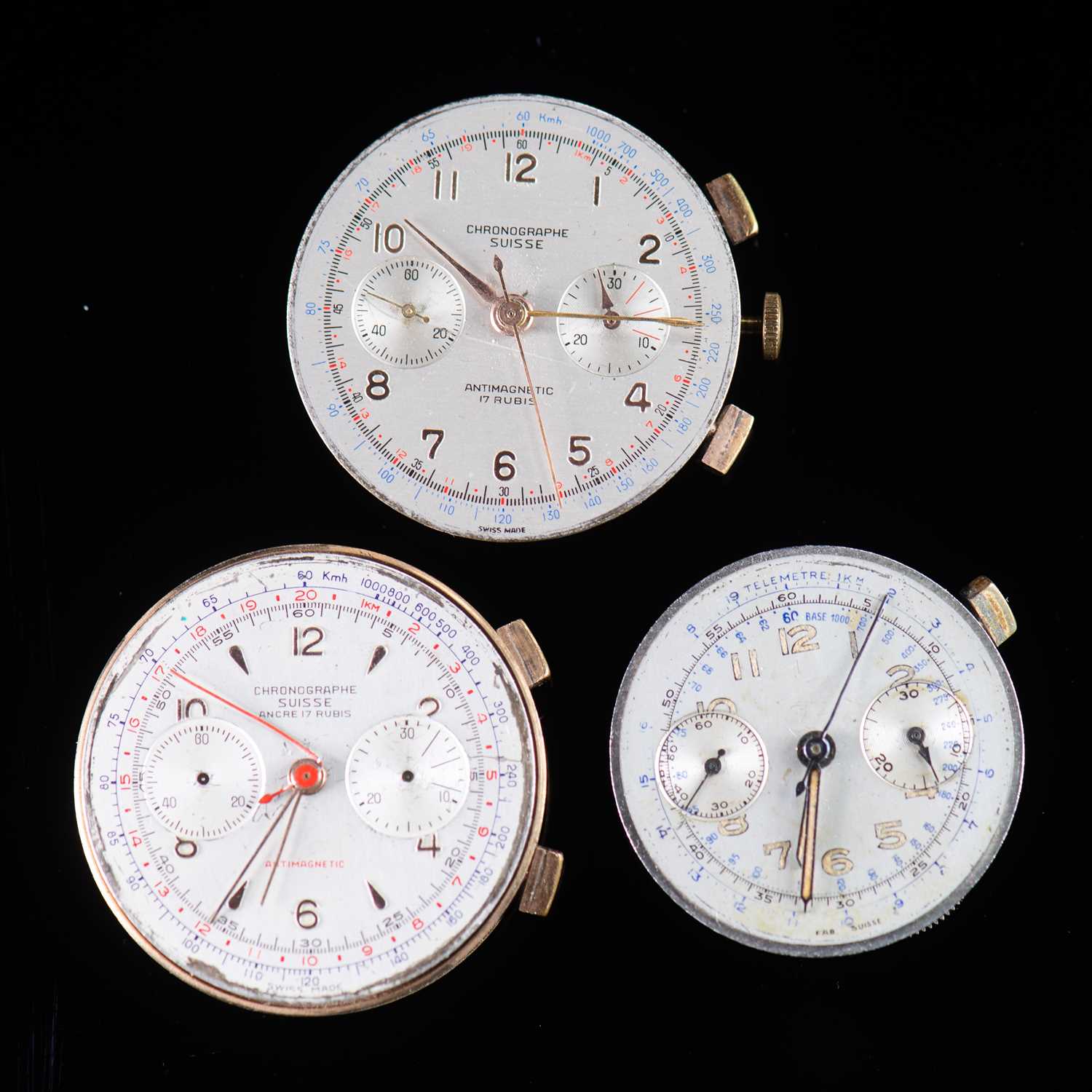 Lot 500 - THREE VINTAGE CHRONOGRAPH MOVEMENTS