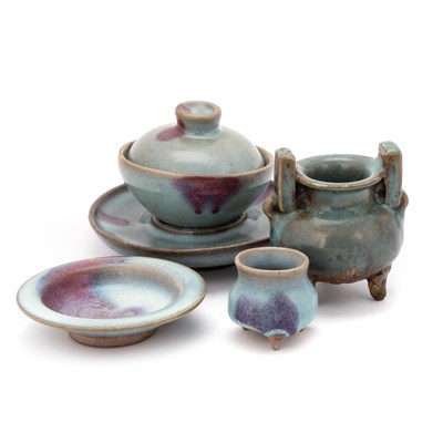 Lot 232 - A GROUP OF CHINESE JUNYAO-TYPE WARES, QING DYNASTY OR EARLIER