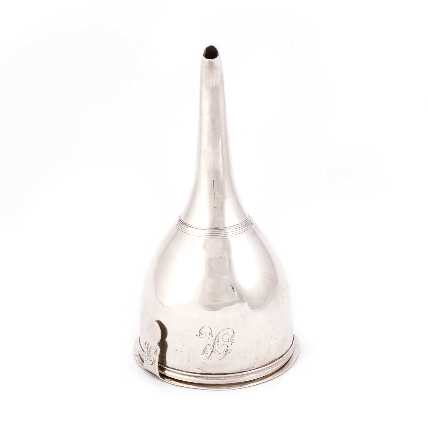 Lot 436 - A GEORGE III SILVER WINE FUNNEL