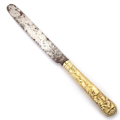 Lot 292 - A GEORGE IV SILVER-GILT HANDLED SERVING KNIFE