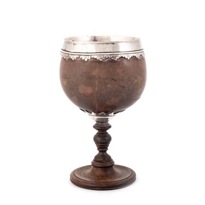 Lot 453 - A GEORGE II SILVER-MOUNTED COCONUT CUP