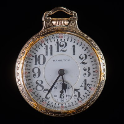 Lot 493 - A GOLD FILLED HAMILTON RAILROAD POCKET WATCH