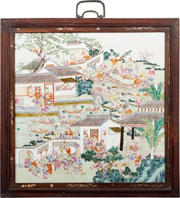 Lot 128 - A LARGE CHINESE FAMILLE ROSE PLAQUE