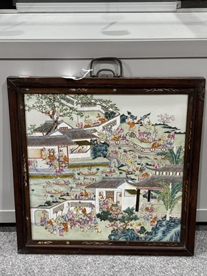Lot 128 - A LARGE CHINESE FAMILLE ROSE PLAQUE