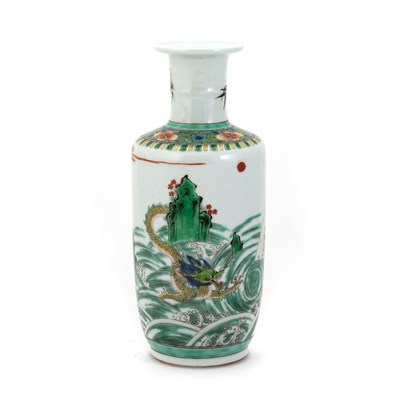 Lot 169 - A CHINESE FAMILLE VERTE ROULEAU VASE