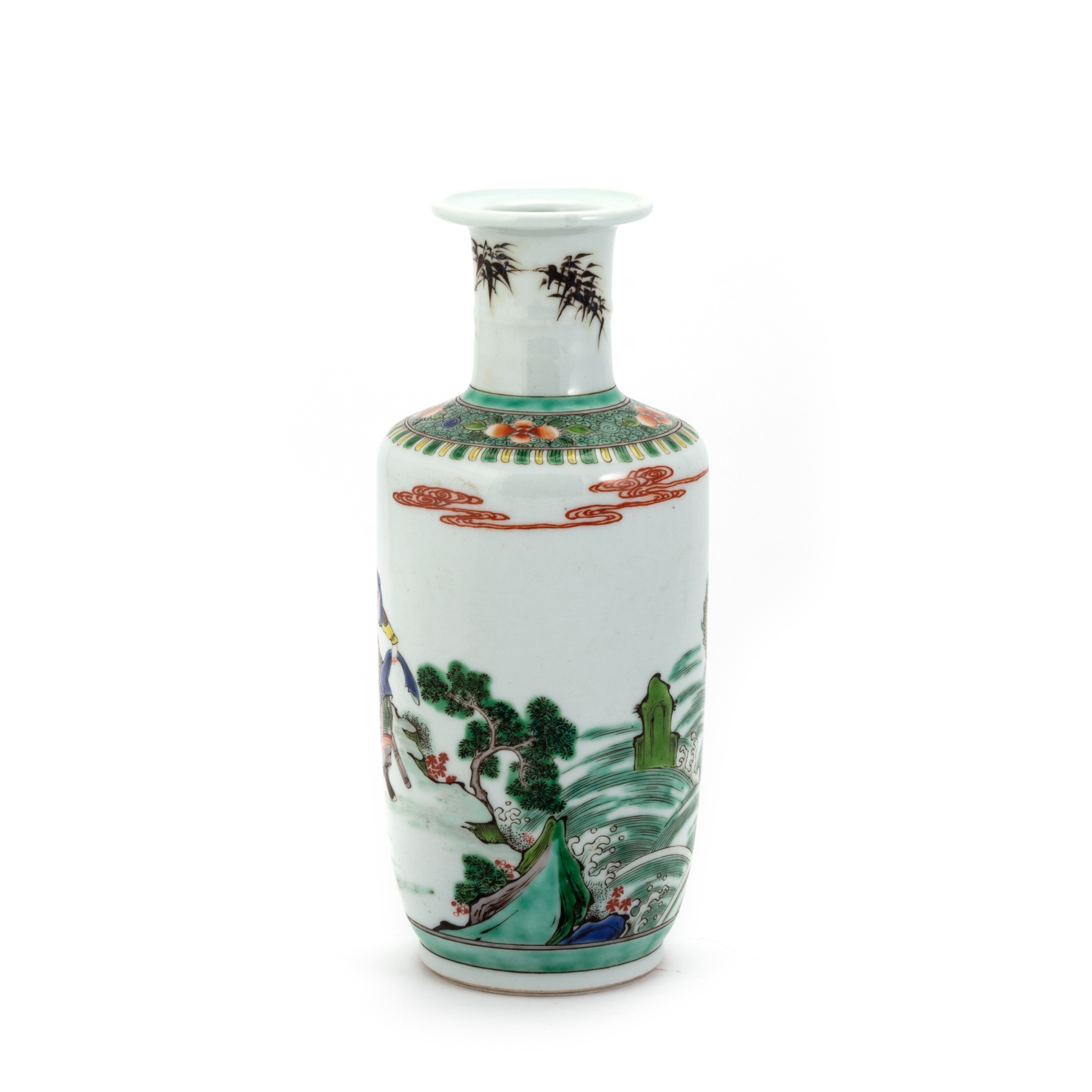 Lot 169 - A CHINESE FAMILLE VERTE ROULEAU VASE