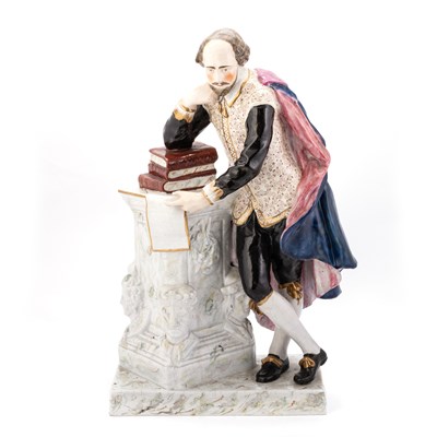 Lot 36 - A LARGE PAIR OF STAFFORDSHIRE FIGURES OF SHAKESPEARE AND MILTON, CIRCA 1850
