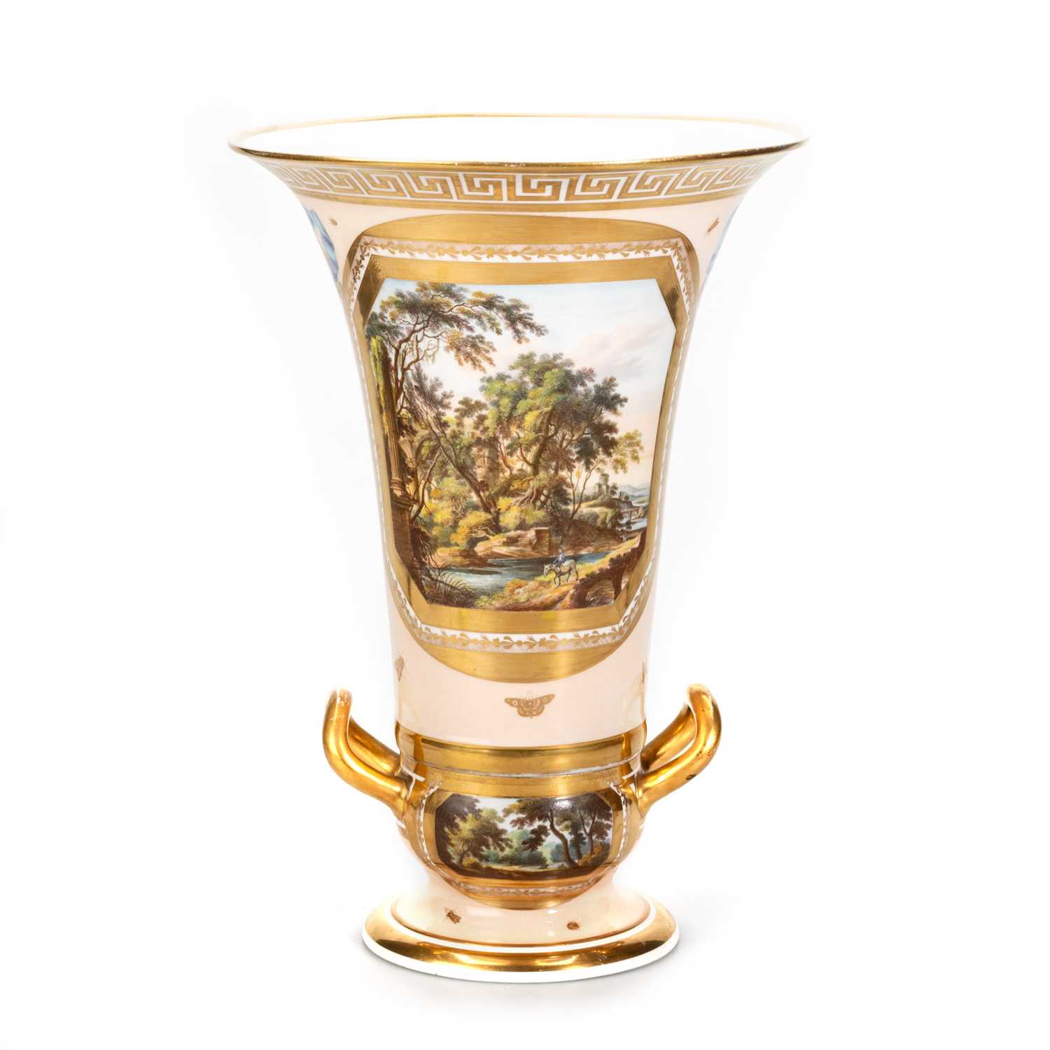 Lot 61 - A RARE DERBY VASE AND STAND, PAINTED IN THE MANNER OF DANIEL LUCAS, CIRCA 1810