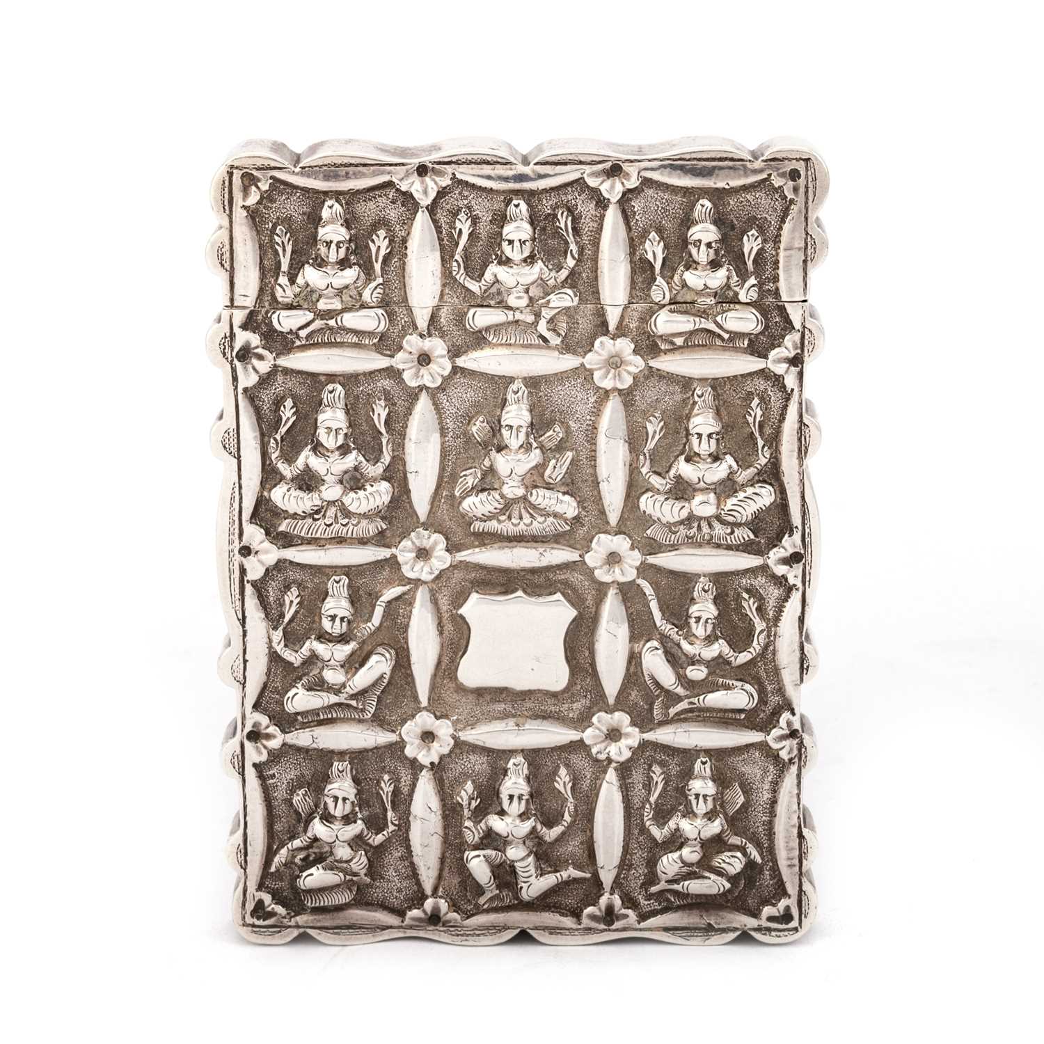 Lot 301 - AN INDIAN SILVER CARD CASE, 19TH CENTURY
