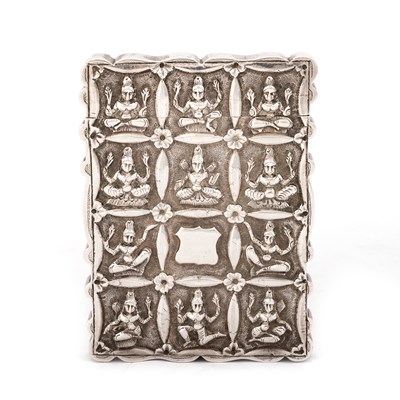 Lot 301 - AN INDIAN SILVER CARD CASE, 19TH CENTURY
