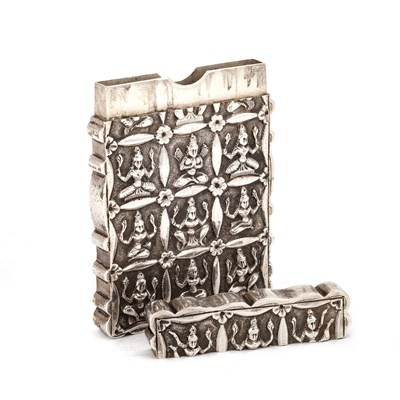 Lot 301 - AN INDIAN SILVER CARD CASE, 19TH CENTURY